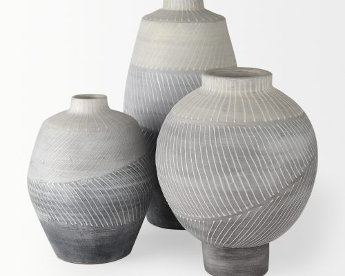 Mercana Blume 10H Off-White w/ Gray Textured Vase - Image 10