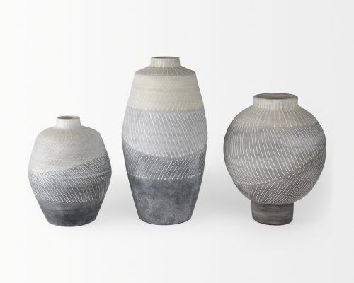 Mercana Blume 10H Off-White w/ Gray Textured Vase - Image 11