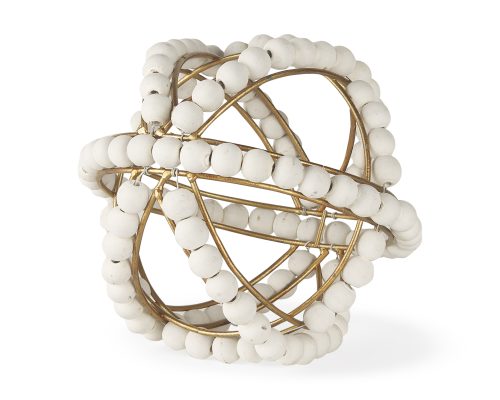 Alternative view of Mercana Espanlade I Small 9L x 9W White Wooden Beaded Orb