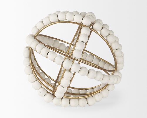 Mercana Espanlade I Small 9L x 9W White Wooden Beaded Orb - Image 3