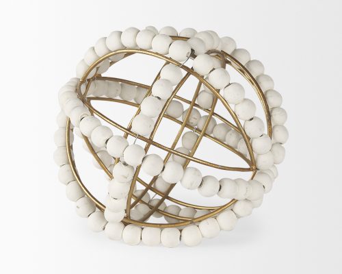 Mercana Espanlade I Small 9L x 9W White Wooden Beaded Orb - Image 4