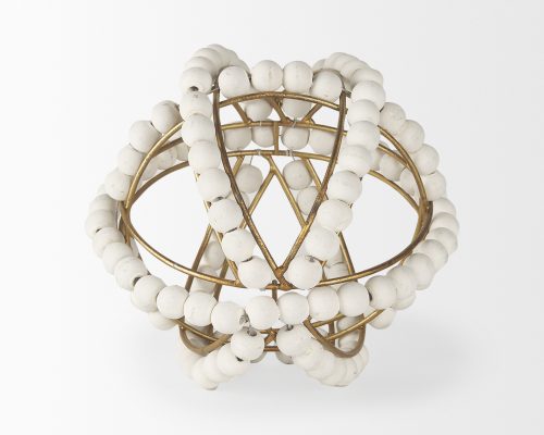Mercana Espanlade I Small 9L x 9W White Wooden Beaded Orb - Image 5