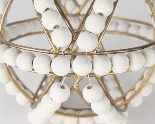 Mercana Espanlade I Small 9L x 9W White Wooden Beaded Orb - Image 7