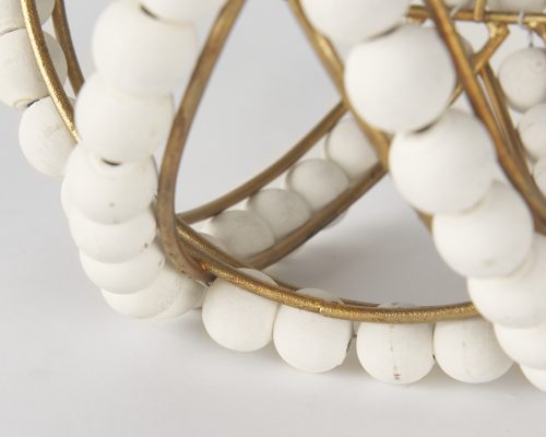 Mercana Espanlade I Small 9L x 9W White Wooden Beaded Orb - Image 8