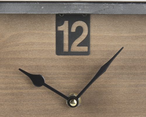 Mercana Harvey 13.0L x 4.5W x 8.1H Black Metal and Wood Rectangular Table Clock - Image 11