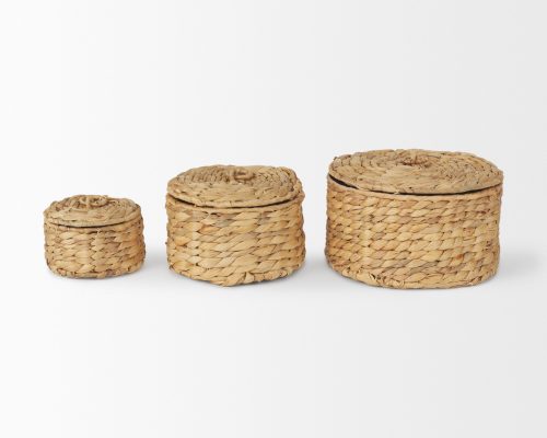 Mercana Kea Set of 3 Nesting Water Hyacinth Boxes with Lids - Image 3