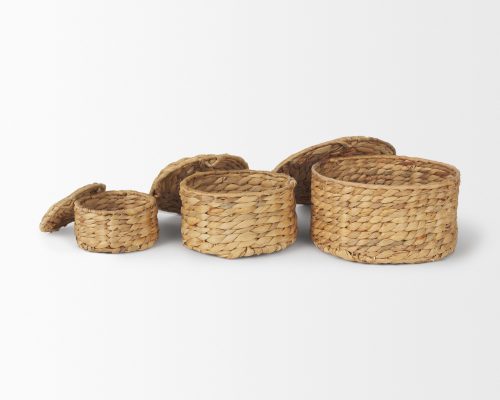 Mercana Kea Set of 3 Nesting Water Hyacinth Boxes with Lids - Image 4