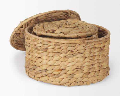 Mercana Kea Set of 3 Nesting Water Hyacinth Boxes with Lids - Image 5