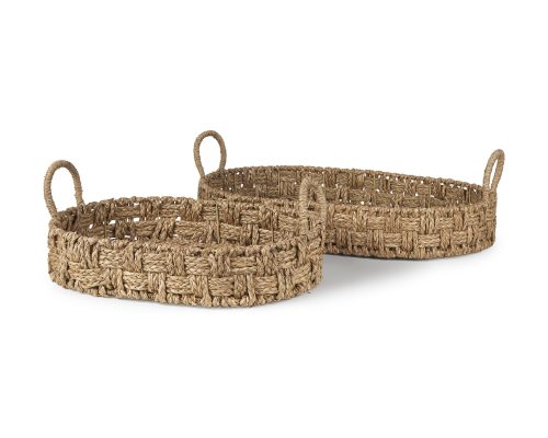 Alternative view of Mercana Haini Set of 2 Large Basketweave Seagrass Trays w/ Loop Handles