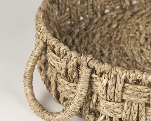 Mercana Haini Set of 2 Large Basketweave Seagrass Trays w/ Loop Handles - Image 9