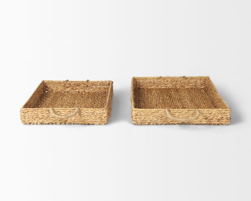 Mercana Hona Set of 2 Large Recatangular Nesting Water Hyacinth Trays - Image 3