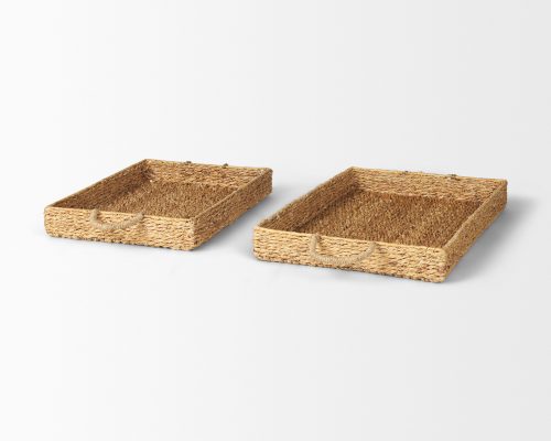 Mercana Hona Set of 2 Large Recatangular Nesting Water Hyacinth Trays - Image 4