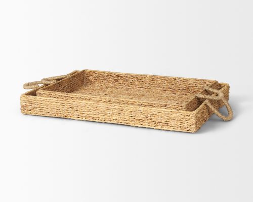 Mercana Hona Set of 2 Large Recatangular Nesting Water Hyacinth Trays - Image 5