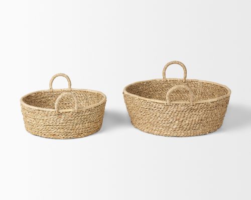 Mercana Ayanna Set of 2 Deep Nesting Seagrass Baskets w/ Handles - Image 4