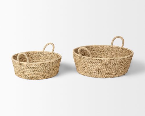 Mercana Ayanna Set of 2 Deep Nesting Seagrass Baskets w/ Handles - Image 5