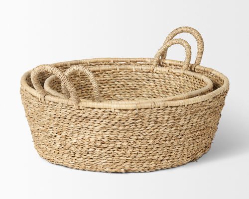 Mercana Ayanna Set of 2 Deep Nesting Seagrass Baskets w/ Handles - Image 6