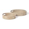 Mercana Kalama Set of 2 Large Round Seagrass Trays w/ Handles