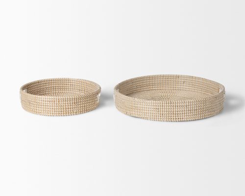Alternative view of Mercana Kalama Set of 2 Large Round Seagrass Trays w/ Handles