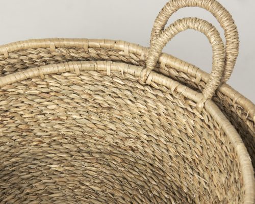 Mercana Ayanna Set of 2 Deep Nesting Seagrass Baskets w/ Handles - Image 7
