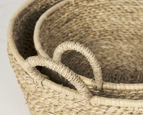 Mercana Ayanna Set of 2 Deep Nesting Seagrass Baskets w/ Handles - Image 8