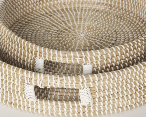 Mercana Kalama Set of 2 Large Round Seagrass Trays w/ Handles - Image 7