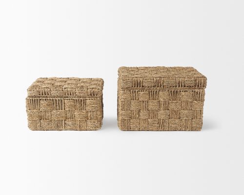 Mercana Hanalei Set of 2 Seagrass Boxes with Lids - Image 3
