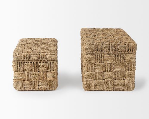 Mercana Hanalei Set of 2 Seagrass Boxes with Lids - Image 4