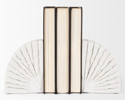 Alternative view of Mercana Stept White Marble Bookends w/rough carving (set of 2)