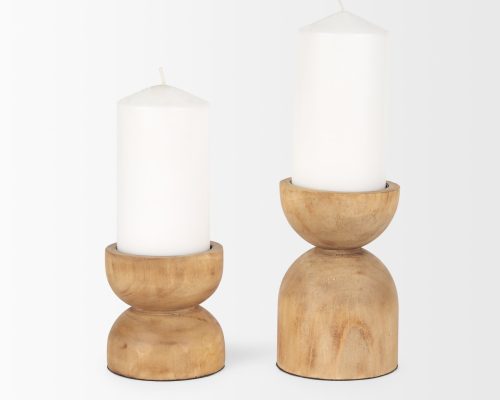 Mercana Aleena Wooden Candle Holder (Set of 2) - Image 3