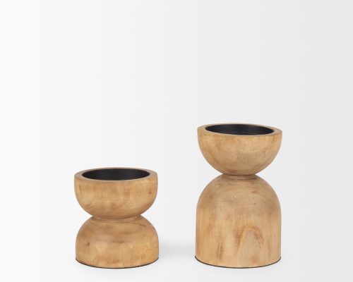 Mercana Aleena Wooden Candle Holder (Set of 2) - Image 4