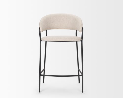 Mercana Carolyn Counter Stool w/ Oatmeal Fabric & Matte Black Metal - Image 3