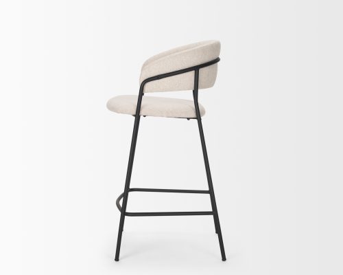 Mercana Carolyn Counter Stool w/ Oatmeal Fabric & Matte Black Metal - Image 4