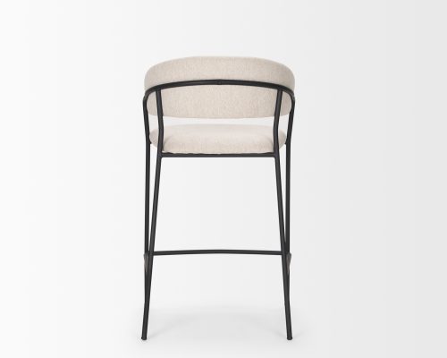 Mercana Carolyn Counter Stool w/ Oatmeal Fabric & Matte Black Metal - Image 5