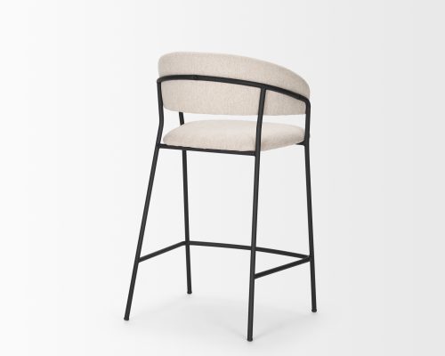 Mercana Carolyn Counter Stool w/ Oatmeal Fabric & Matte Black Metal - Image 6