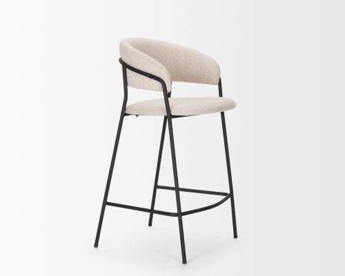 Mercana Carolyn Counter Stool w/ Oatmeal Fabric & Matte Black Metal - Image 7