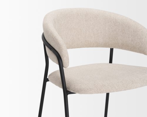 Mercana Carolyn Counter Stool w/ Oatmeal Fabric & Matte Black Metal - Image 8