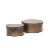 Mercana Josephine Round Antique Gold Metal Box (Set of 2)