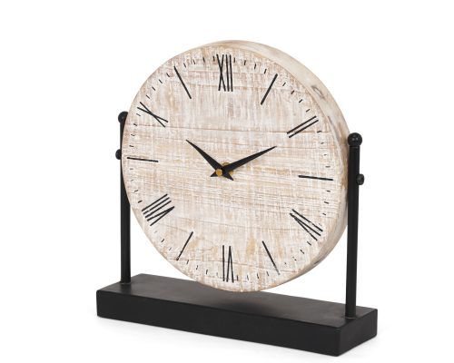 Alternative view of Mercana Raja Matte Black Metal w/ Wood Table Clock