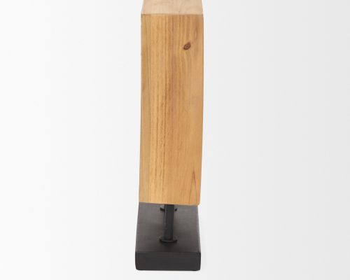 Mercana Renaya Light Brown Wood w/ Matte Black Metal Base Table Clock - Image 5