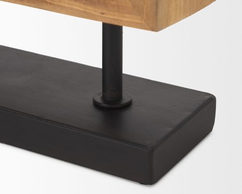 Mercana Renaya Light Brown Wood w/ Matte Black Metal Base Table Clock - Image 10