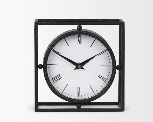 Mercana Raisa Black w/ Gold Antiquing Metal Table Clock - Image 3