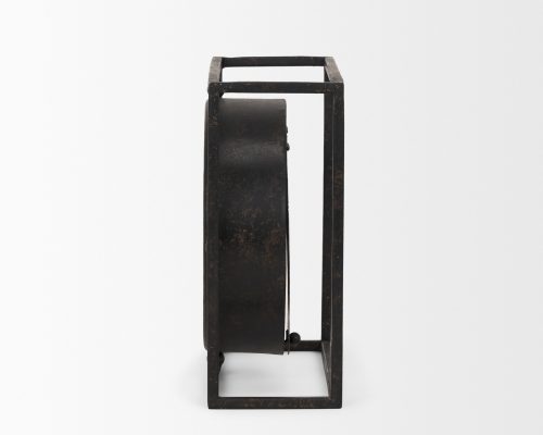 Mercana Raisa Black w/ Gold Antiquing Metal Table Clock - Image 4