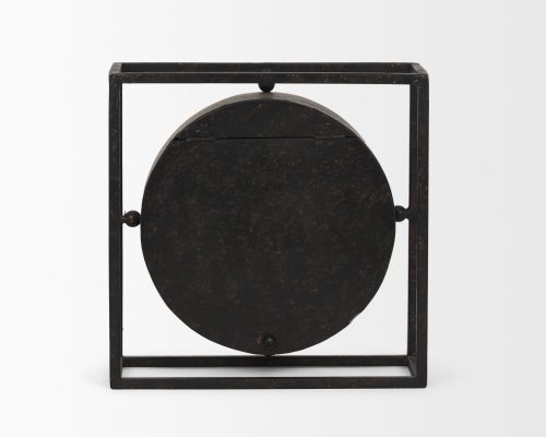 Mercana Raisa Black w/ Gold Antiquing Metal Table Clock - Image 5