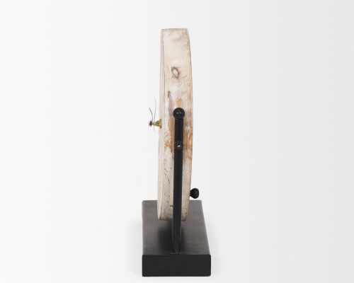 Mercana Raja Matte Black Metal w/ Wood Table Clock - Image 5