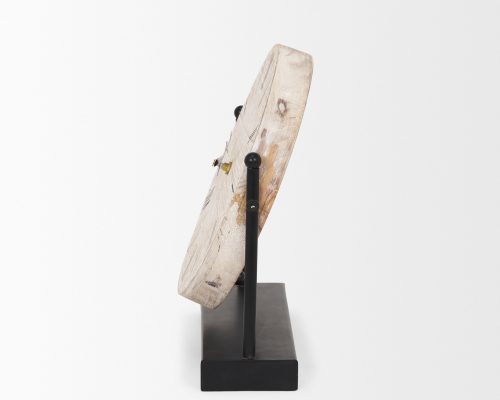 Mercana Raja Matte Black Metal w/ Wood Table Clock - Image 6