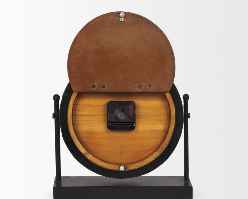 Mercana Raja Matte Black Metal w/ Wood Table Clock - Image 8