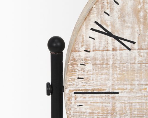 Mercana Raja Matte Black Metal w/ Wood Table Clock - Image 11