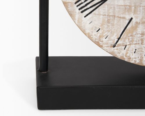 Mercana Raja Matte Black Metal w/ Wood Table Clock - Image 12
