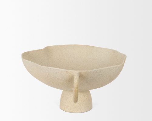 Mercana Radka Beige Textured Large Metal Decorative Bowl - Image 5