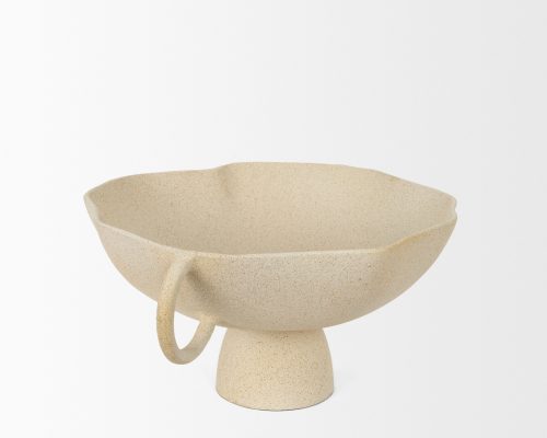 Mercana Radka Beige Textured Large Metal Decorative Bowl - Image 6